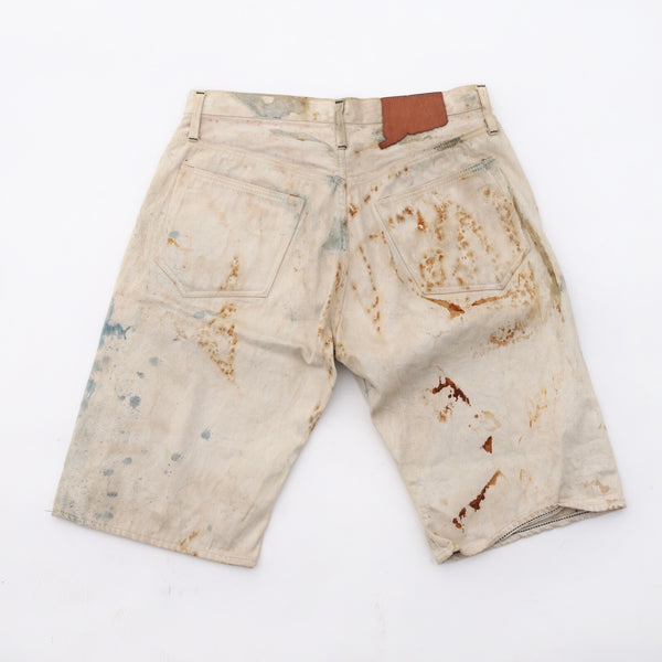 Rust/indigo stained 009 cone mills denim shorts