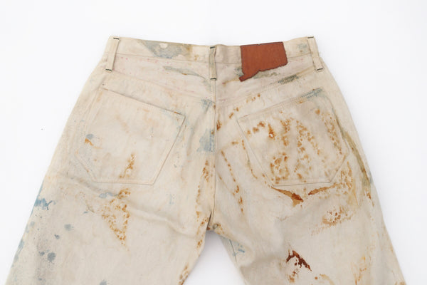 Rust/indigo stained 009 cone mills denim shorts
