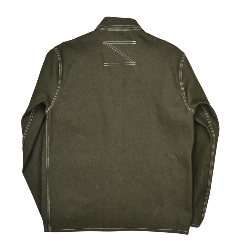 Recycled Denim Work Jacket - Military Olive