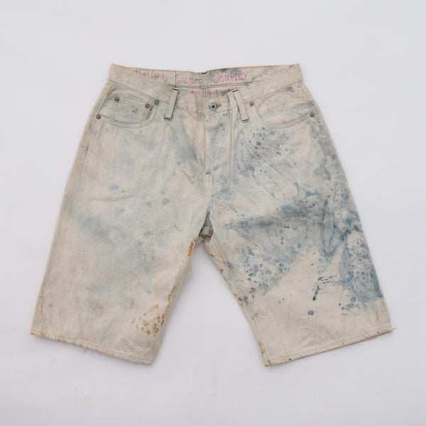 Rust/indigo stained 009 cone mills denim shorts