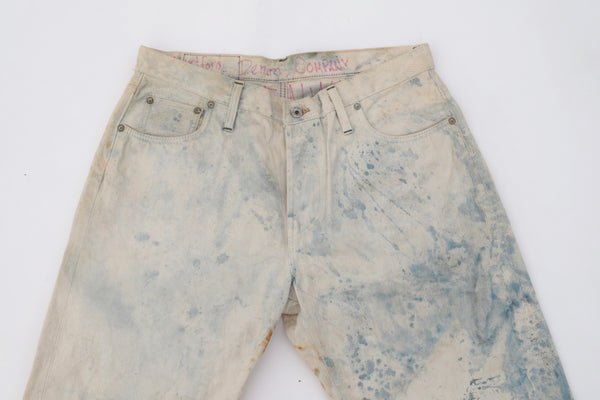 Rust/indigo stained 009 cone mills denim shorts